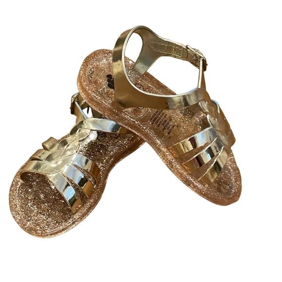 Other - Girls for Rainbow Stores Stepping Stones Gold Glittery Jelly Sandals Toddler Siz
